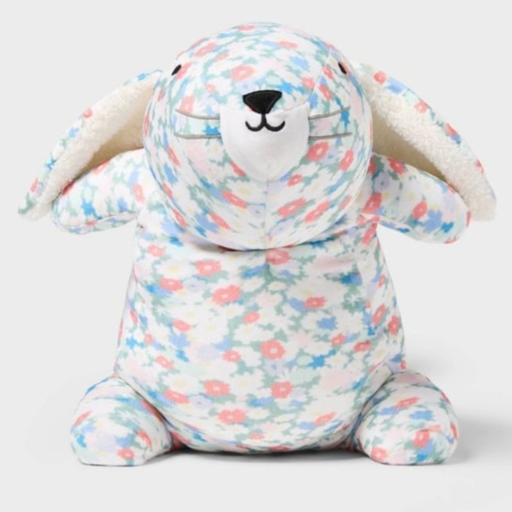 Pillowfort Floral Bunny Weighted Plush Kids Throw Pillow 3lb Stuffed Animal NEW